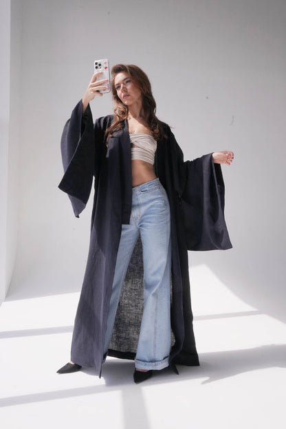 Japanese Style Kimono CAMELIA in Black