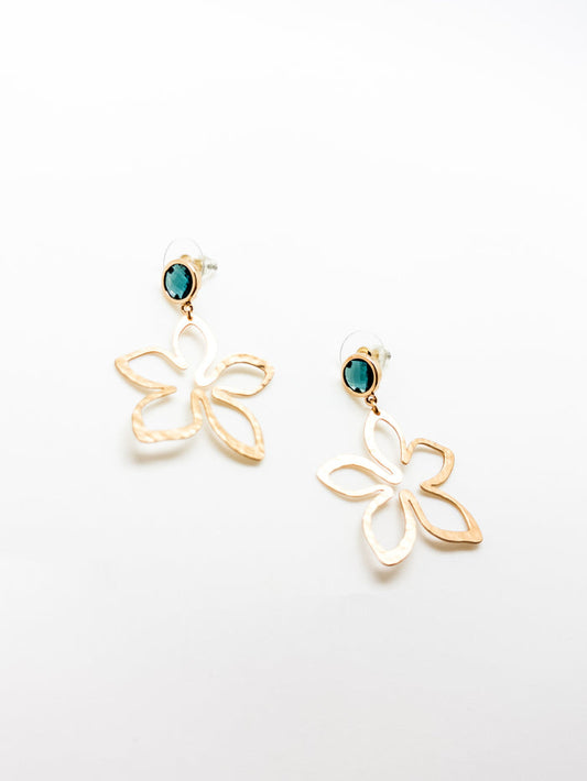 Jasmine Teal Earrings in Gold