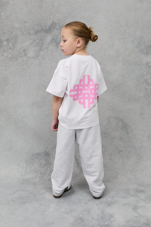 JNR BLURRED GRAPHIC EMBLEM T-SHIRT - WHITE/PINK