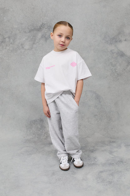 JNR BLURRED GRAPHIC EMBLEM T-SHIRT - WHITE/PINK