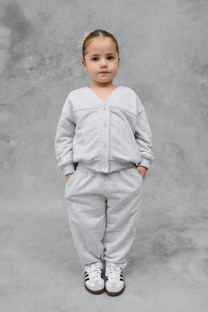 JNR RELAXED STRAIGHT LEG JOGGERS - GREY MARL