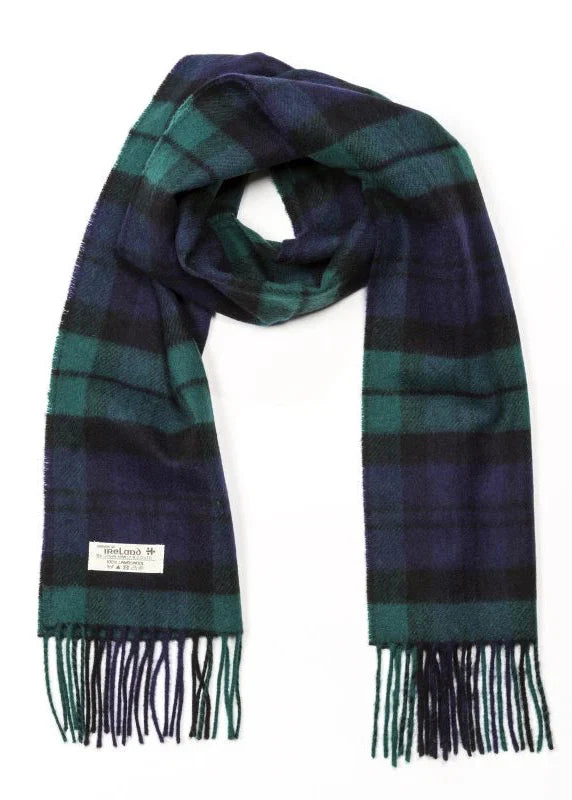 John Hanly Lambswool Scarf | Navy Green Mix