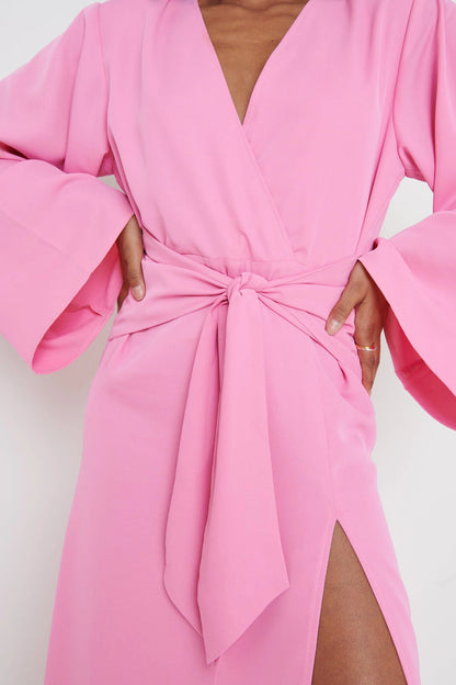 Josephine Knot Drape Midaxi Dress (Pink)