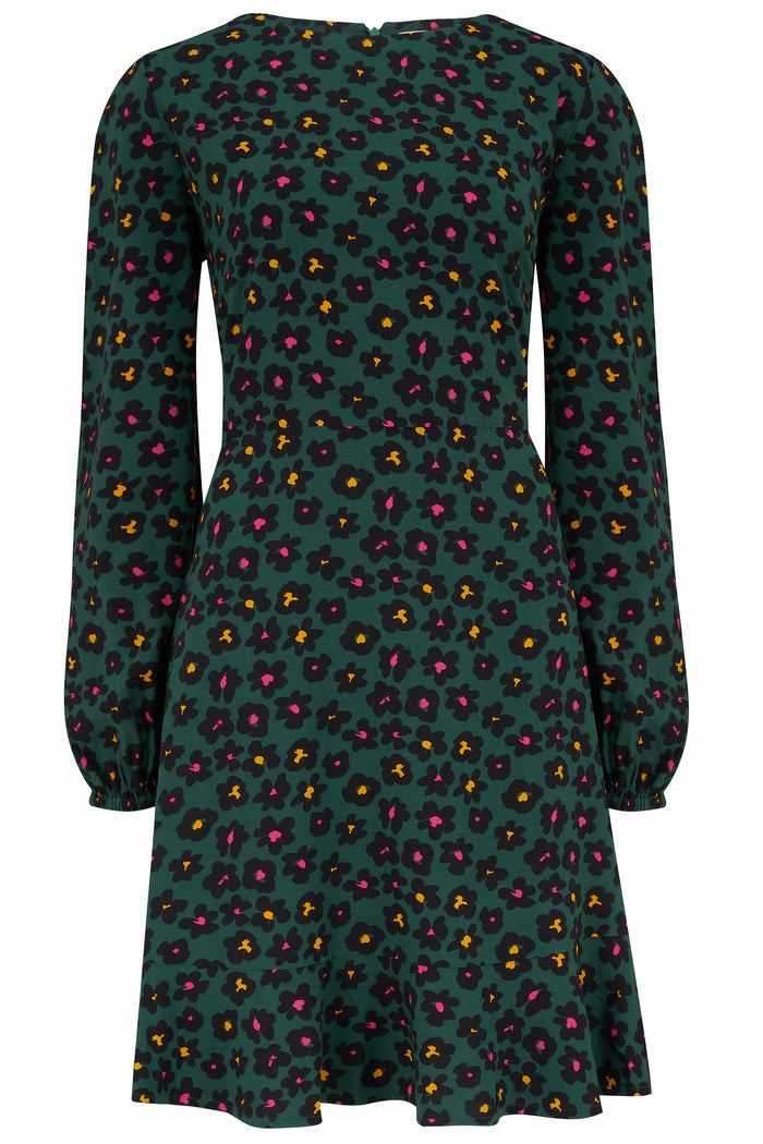 Juliette Dress - Green, Painted Floral
