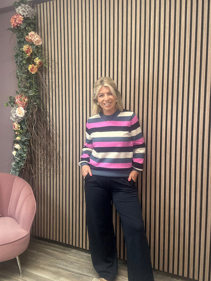 Kate Wide Leg Trousers (Total Eclipse/Navy)