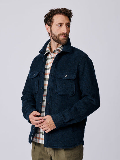 Aubin Navy Kendale Boiled Wool Overshirt | Overshirt