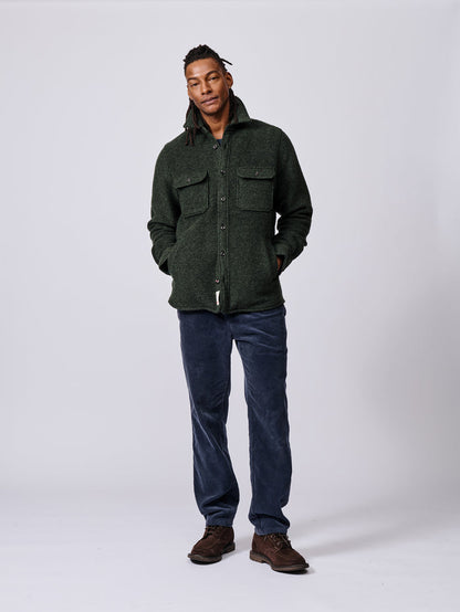 Aubin Khaki Kendale Boiled Wool Overshirt | Overshirt