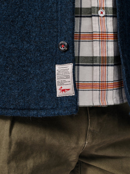 Aubin Navy Kendale Boiled Wool Overshirt | Overshirt