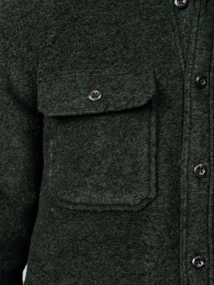 Aubin Khaki Kendale Boiled Wool Overshirt | Overshirt
