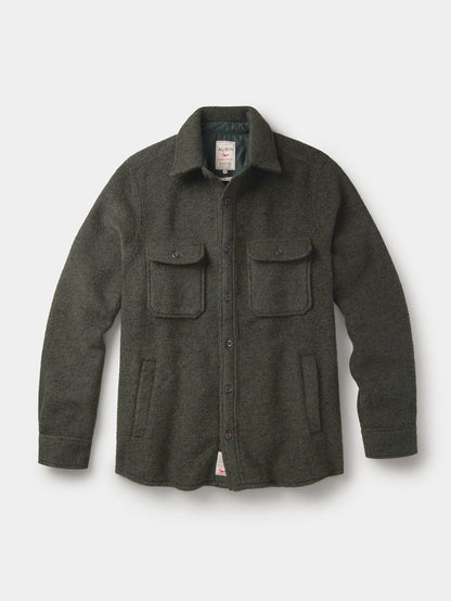 Aubin Khaki Kendale Boiled Wool Overshirt | Overshirt