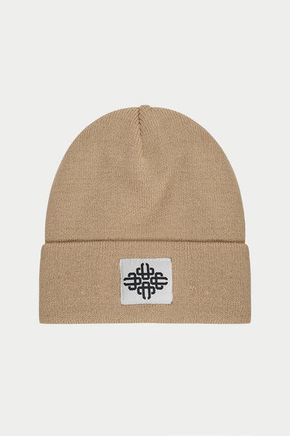 KIDS EMBLEM BADGE BEANIE - BEIGE