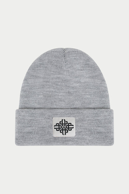 KIDS EMBLEM BADGE BEANIE - GREY MARL