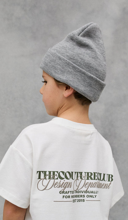 KIDS EMBLEM BADGE BEANIE - GREY MARL