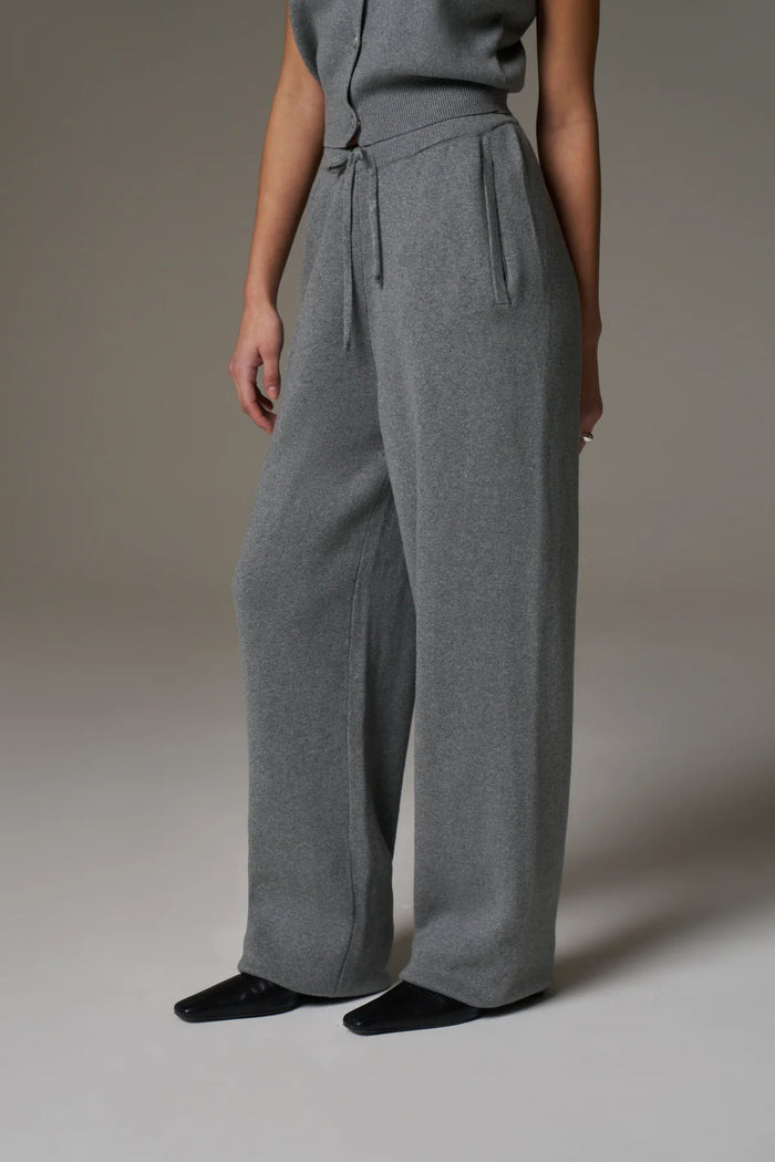 KNITTED RELAXED JOGGERS - GREY MARL