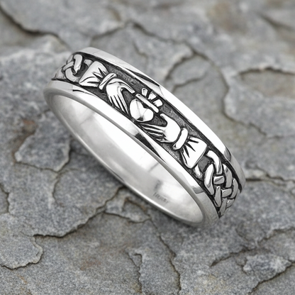 Ladies Oxidised Sterling Silver Claddagh Ring