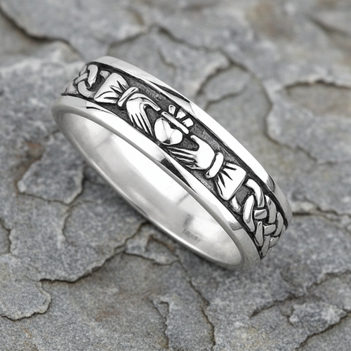 Ladies Oxidised Sterling Silver Claddagh Ring