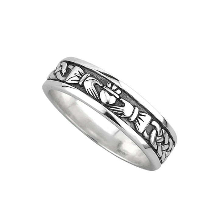 Ladies Oxidised Sterling Silver Claddagh Ring