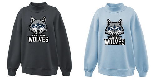 Lansing Wolves, Mock Neck Sweatshirt, Adult