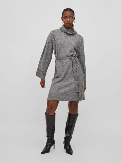 Lara Roll Neck Knit Dress (Grey)