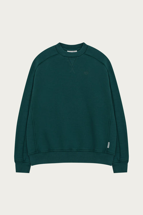 LAUNDERED CLASSICS SEAM DETAIL SWEATSHIRT - GREEN