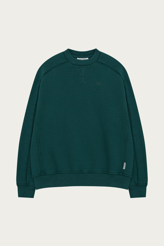 LAUNDERED CLASSICS SEAM DETAIL SWEATSHIRT - GREEN