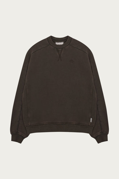 LAUNDERED CLASSICS SEAM DETAIL SWEATSHIRT - WASHED BROWN