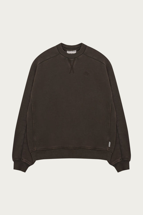 LAUNDERED CLASSICS SEAM DETAIL SWEATSHIRT - WASHED BROWN