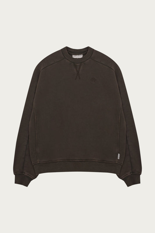 LAUNDERED CLASSICS SEAM DETAIL SWEATSHIRT - WASHED BROWN