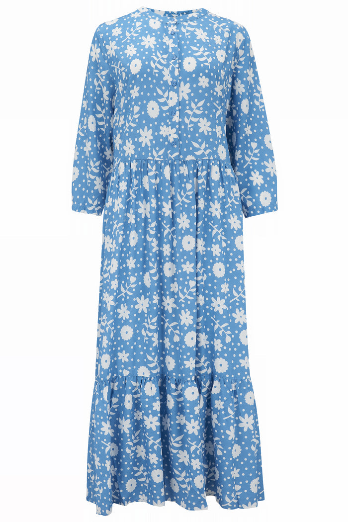 Lauren Smock Dress | Vintage Block Floral (Blue)