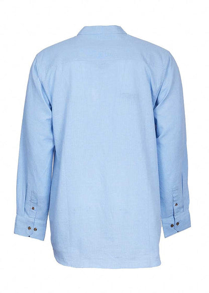 Lee Valley Linen Grandfather Shirt | Melange Sky Blue