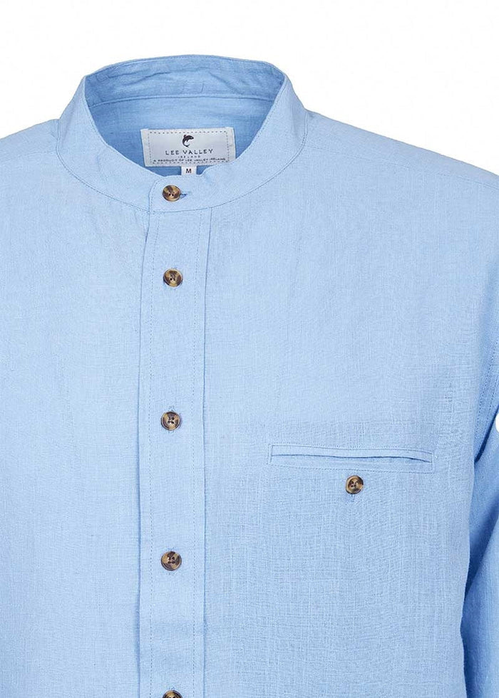 Lee Valley Linen Grandfather Shirt | Melange Sky Blue