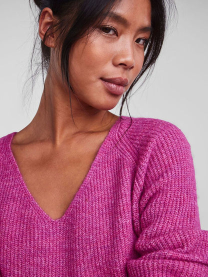 Lelle V-Neck Jumper (Rose Violet)