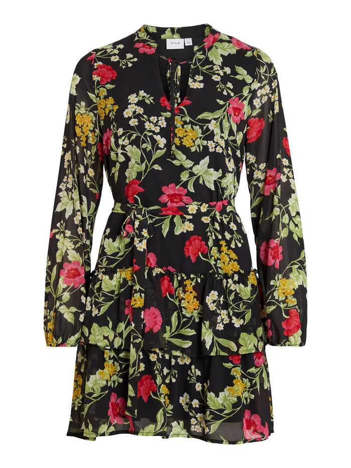 Leslie Short Dress (Black/Floral)