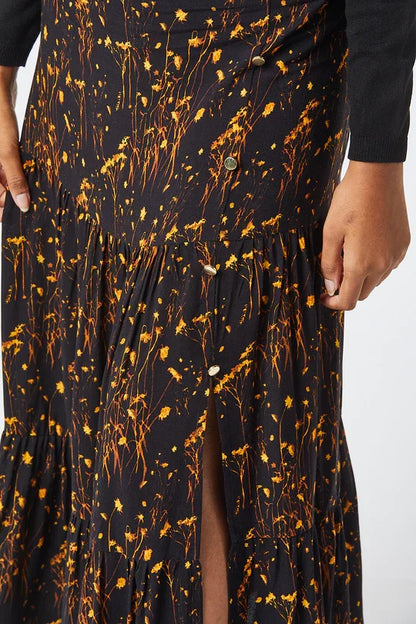 LIDY MIDI SKIRT (BLACK/RUST)