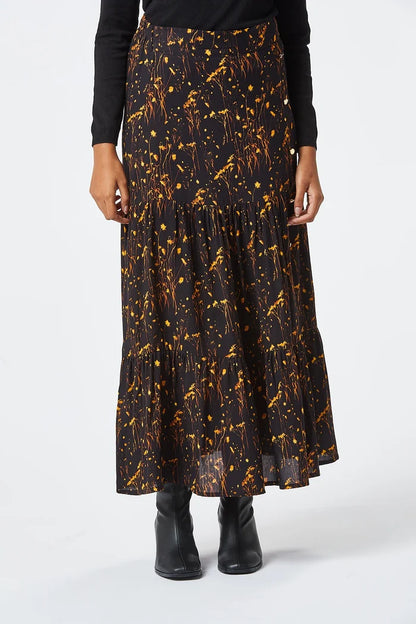 LIDY MIDI SKIRT (BLACK/RUST)