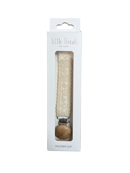 Little Threads Floral Lace Pacifier Clip