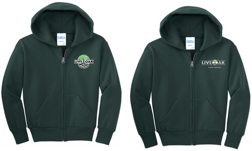 Live Oak Ful Zip Hoodie, Youth & Adult Sizing