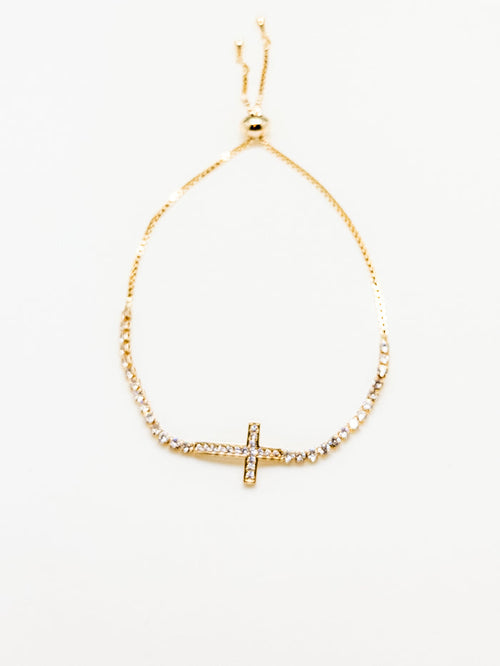 Lorelei Cross Adjustable Bracelet in Gold
