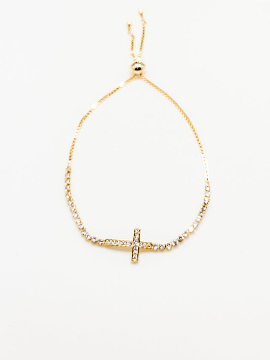 Lorelei Cross Adjustable Bracelet in Gold