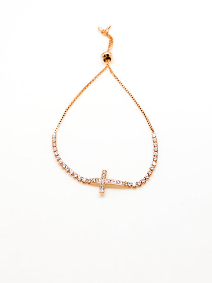 Lorelei Cross Adjustable Bracelet in Gold