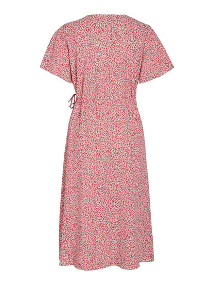 Lovie Wrap Midi Dress (Pink Yarrow/Alini)