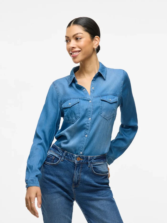 Luca Denim Shirt (Medium Blue)