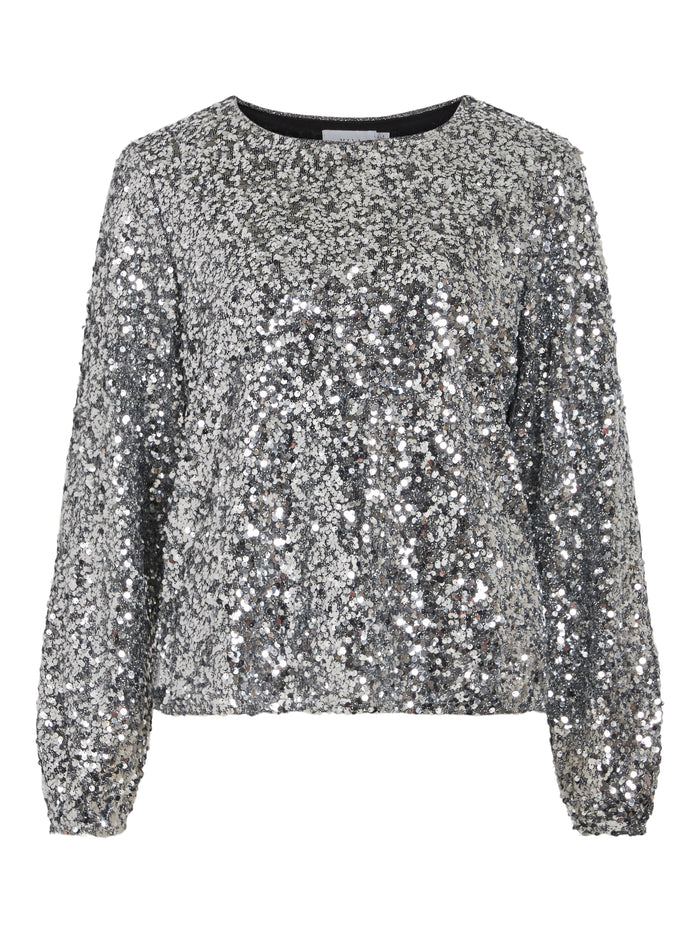MAGGA L/S SEQUIN TOP (SILVER)