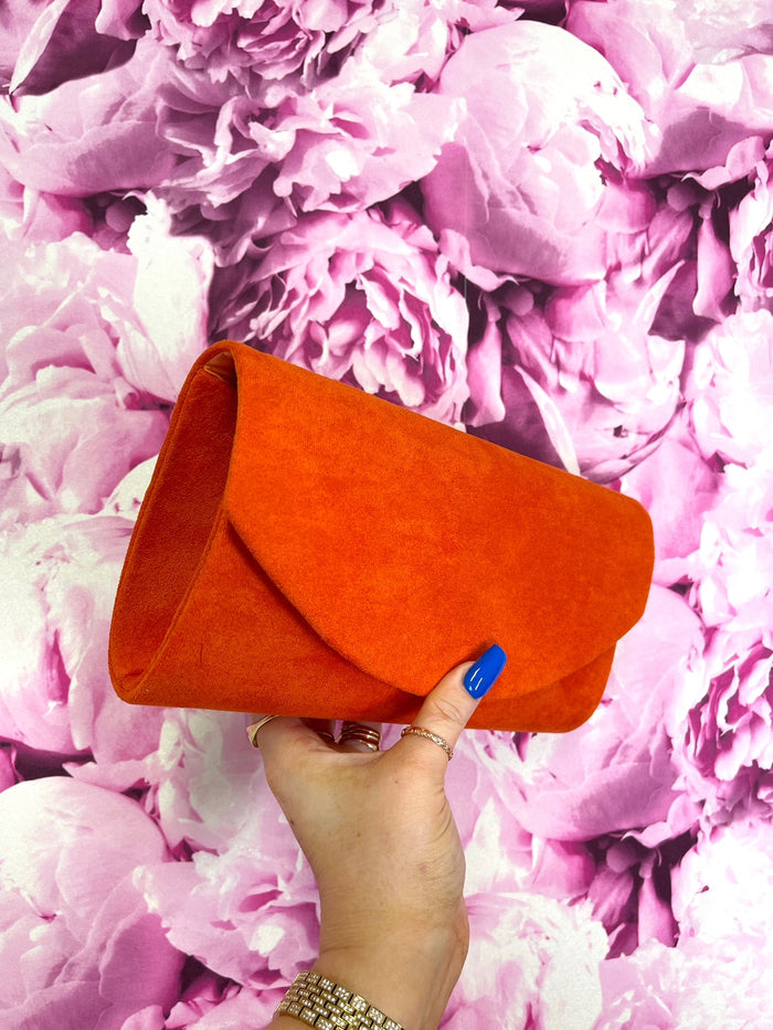 Maggie Suede Clutch (Orange)