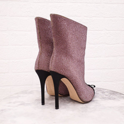 MARCO DE VINCENZO PINK CRYSTAL HEELED BOOTIES WITH PVC - SIZE 37