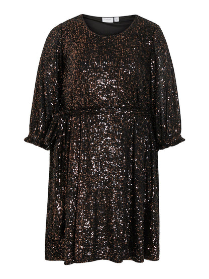 MAYA U-NECK SHORT DRESS (BLACK/BRONZE)