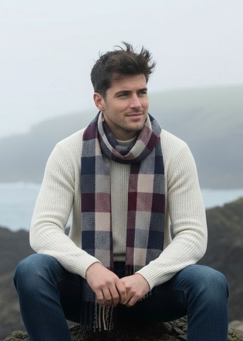 McNutt Lambswool Scarf | Burgundy Block