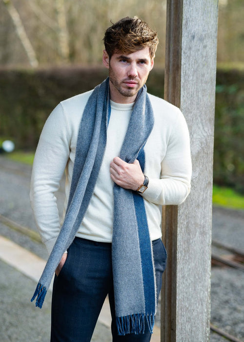 McNutt Lambswool Scarf | Denim Reversible