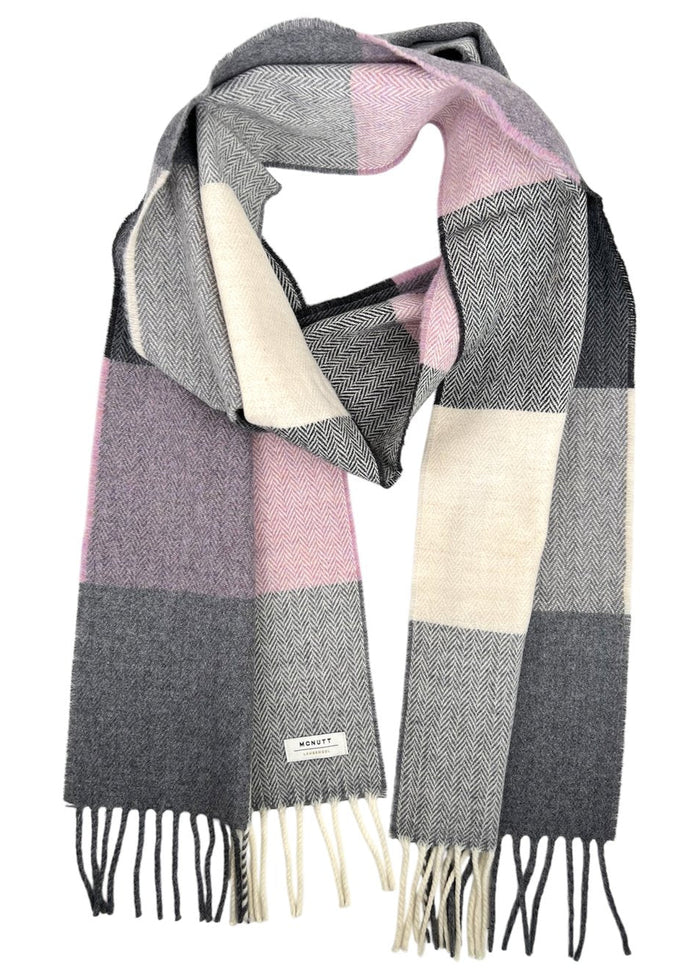 McNutt Lambswool Scarf | Rose Grey Check