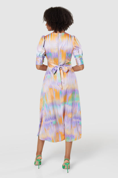 Meera Multi Wrap Midi A- Line Dress (Multi)
